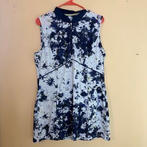 EP Pro White and Navy Floral Sleeveless Mini Dress